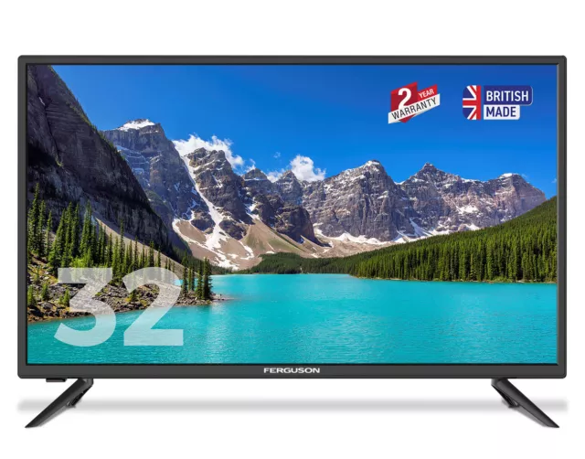 FERGUSON 32" INCH FREEVIEW HD LED TV 3 x HDMI & USB MADE IN UK 2 YEAR WARRANTY