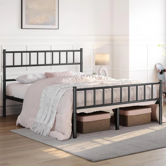 Metallic. Click 4FT6 DOUBLE SOLID Metal Bed Frame Underbed Storage, Black £141.09 ...