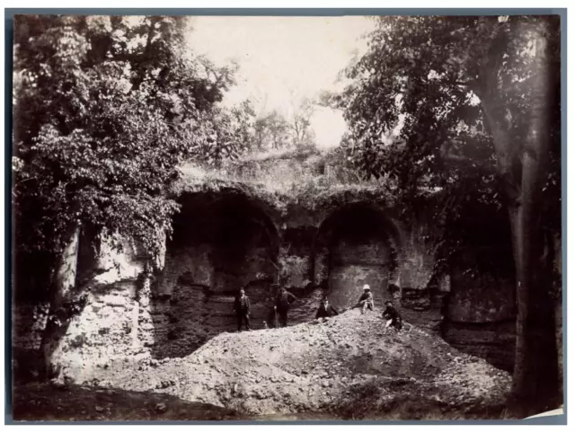 Tunisie, Voyage en Tunisie, ruines de site archéologique vintage albumen print