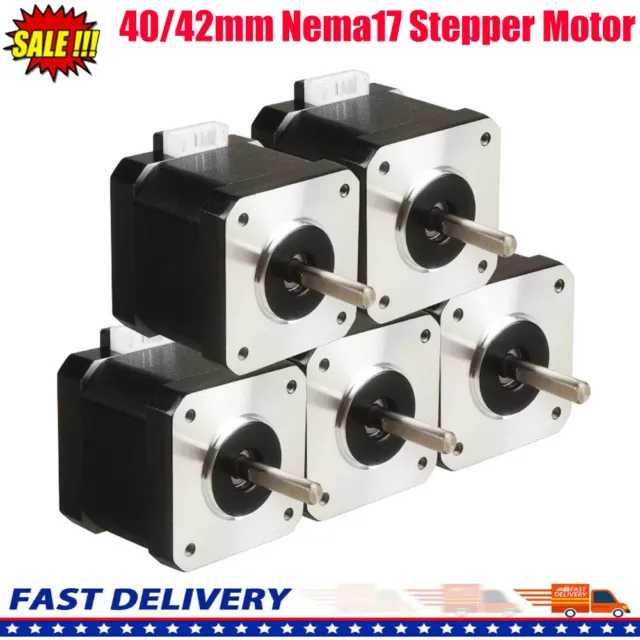 40/42mm Nema17 Stepper Motor 1.5-1.7A 1.8° 4 Lead for CNC Machine w/ 1m 2m Cable