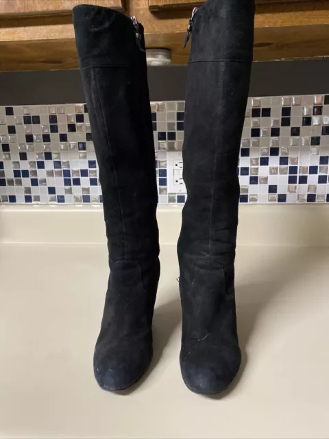 Via Spiga Adina Wedge Boot Black Suede SZ 5.5 Classic $450 2