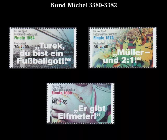 Bund BRD 2018 Mi 3380-3382 Sporthilfe Legendäre Fußballspiele sauber postfrisch