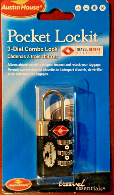 Pocket Lockit 3-Dial Combo Lock Suitcase Travel Sentry Certified