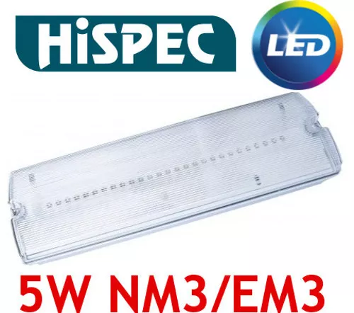 Hispec IP65 Emergency Lighting 5W LED Bulkhead Maintained or Non Maintained