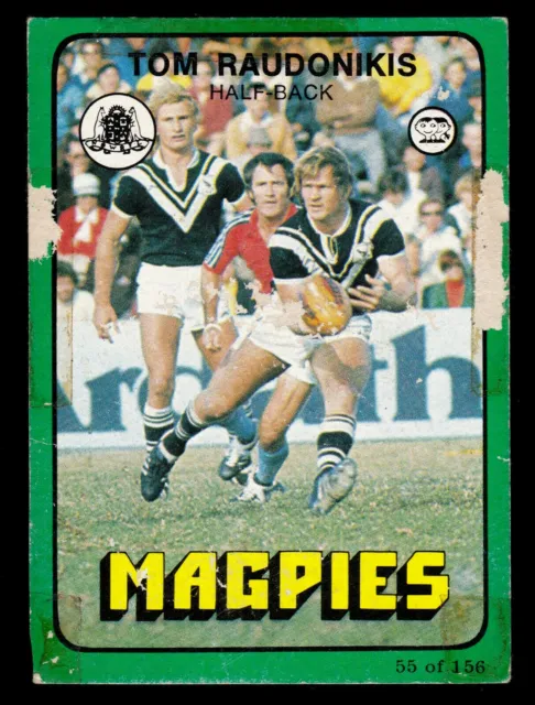 RARE 1978 SCANLENS RUGBY LEAGUE CARD #55 Tom Raudonikis Western Suburbs Magpies