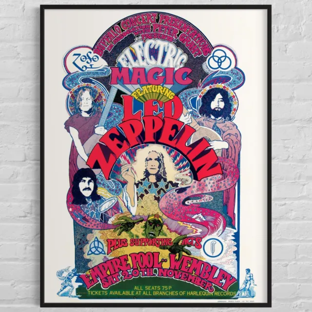 LED ZEPPELIN 'Electric Magic' 1971 Empire Pool Wembley Concert Poster, 30"x39½"