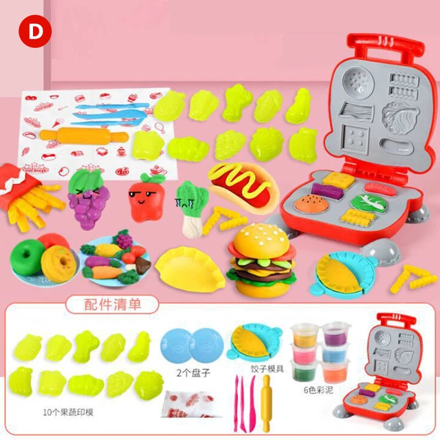 Children's DIY Kitchen Clay Pretend Toy Set Burger Plasticine Tool Creative  H❤W