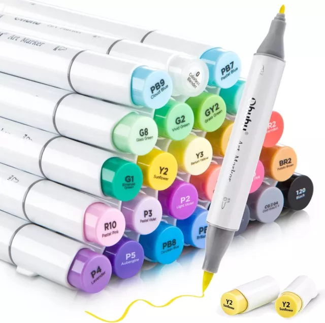 OHUHU ALCOHOL BASED Markers Slim Chisel and Fine Double Tipped Art Marker  Set fo $47.90 - PicClick AU