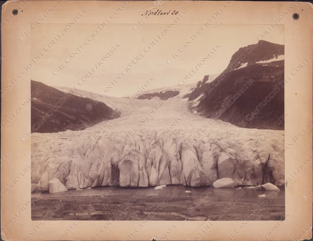 NORWAY Nordland 1890c Svartisen Glacier Engabreen Nordland RARE Photo albumen