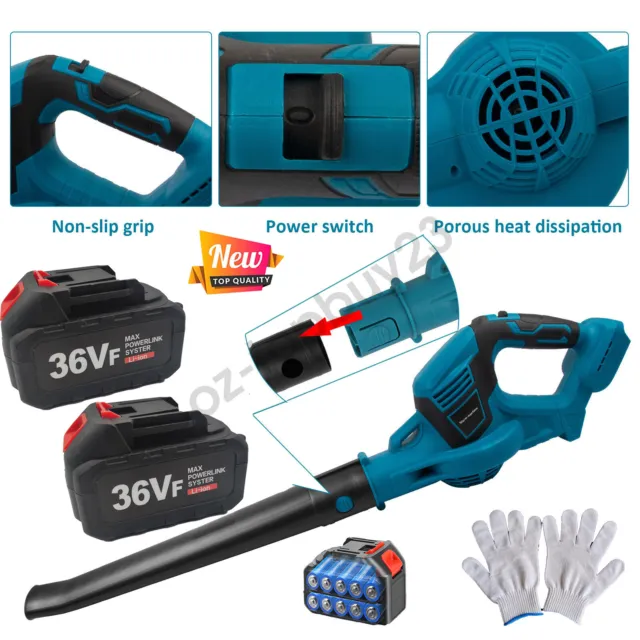 Cordless Garden Leaf Dust Blower Handheld For Makita With 2Battery & Charger 36V 2