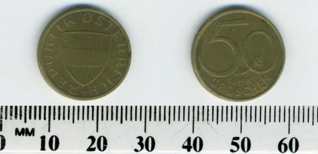 Austria 1978 - 50 Groschen Aluminum-Bronze Coin - Austrian Shield