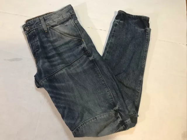 G Star Raw Jeans Mens 31x32 Blue Deconstructed 3D Low Tapered Motorcycle 5620