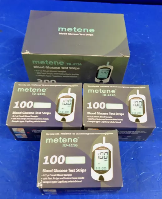 NEW 300 Count Metene TD-4116 Monitor Diabetes Blood Glucose Test Strips / SEALED