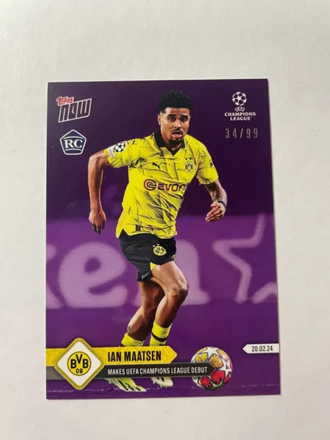 Topps Now #96 Ian Maatsen rc /99 - Borussia Dortmund - Fait ses débuts en...