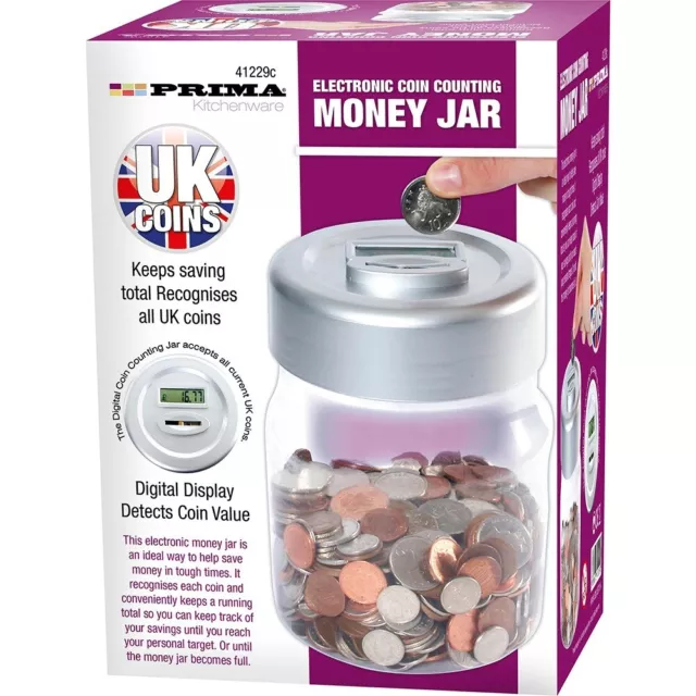 Digital Coin Counter LCD Display Jumbo Jar Sorter Money Box Counts Coins Xmas