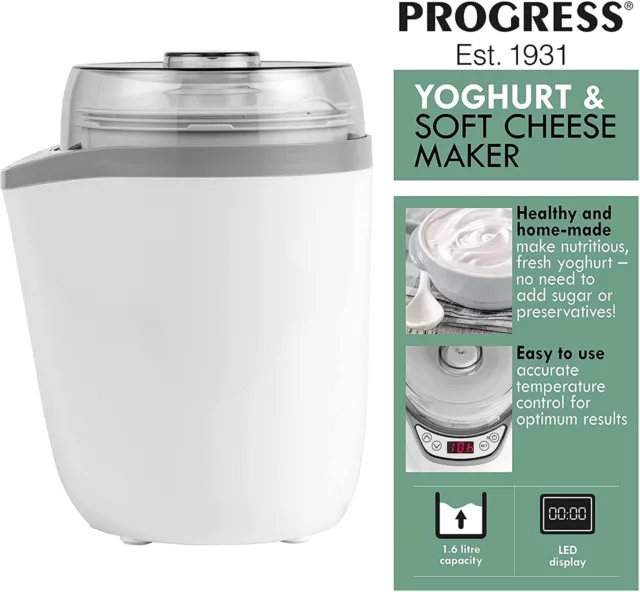 Yoghurt and Soft Cheese Maker, 1.6 L, Strainer Included - Progress EK4374P 3