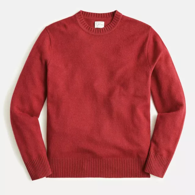 NWT J Crew Rugged Merino Wool Crewneck Sweater in Bright Merlot Red