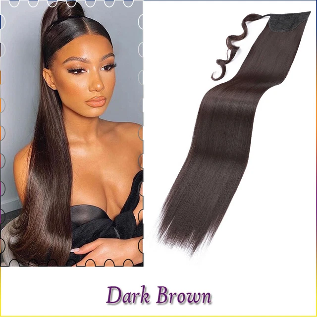 Real As Human Clip Long Wavy Wrap Ponytail Hair Extensions Thick Ombre Natural