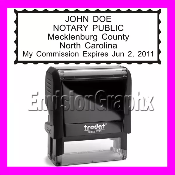 Custom Official NOTARY PUBLIC NORTH CAROLINA Self Inking Rubber Stamp T4913 BK