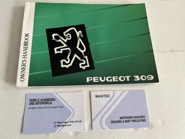 Peugeot 309 Owners Handbook Manual 1990