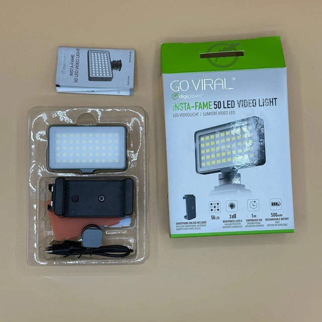 Digipower Insta-Fame Dimmable 50 LED Super Bright Video Light for Smartphone