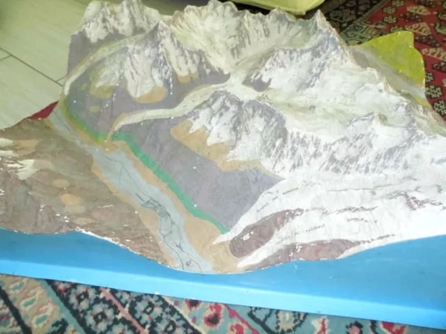 Grande Diorama Topografico in 3D "VALLE D'AOSTA CON LE ALPI CHAMONIX" Anni '70