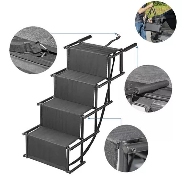 Hundetreppe faltbar Tierrampe 4 Stufen Klapptreppe bis 30 kg Auto Treppe Hund