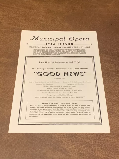 Vintage Rare - Municipal Theatre Association of St. Louis Musical Playbill 1944