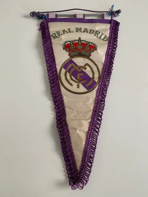 Real Madrid Fanion rond pour voiture blanc avec bords bleus Real Madrid Fanion rond pour voiture blanc avec bords bleus
