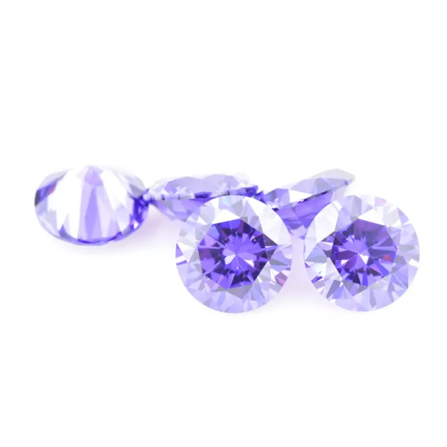 2.0mm	100pcs	 Violet Round Cut Loose Cubic zirconia CZ Stone AAAAA Bright