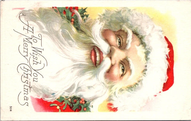 1922, Jolly SANTA, CHRISTMAS Greetings Postcard - 504