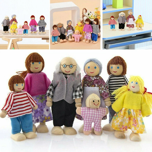 HOT Doll house Family Dolls Various Models Mini Wooden Toy Set for Kids AU