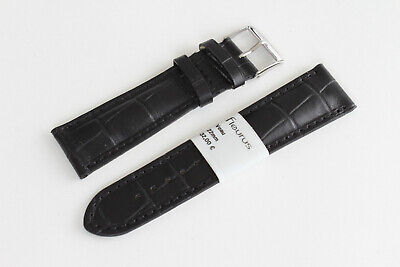 FLEU4-34 veau façon croco noir piqûre bleue  20 mm H Fleurus Bracelet montre FLEURUS 