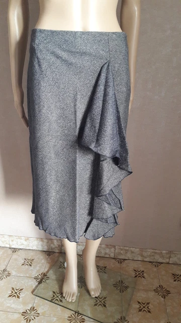Jupe Longue En Jean Bleu Foncé Vintage, Taille 34/36, Longueur 85 Cm - Très Bon état
