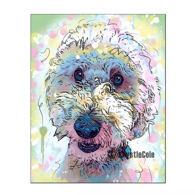 Goldendoodle Art Print on PAPER or CANVAS. Original Artwork by Krystle Cole