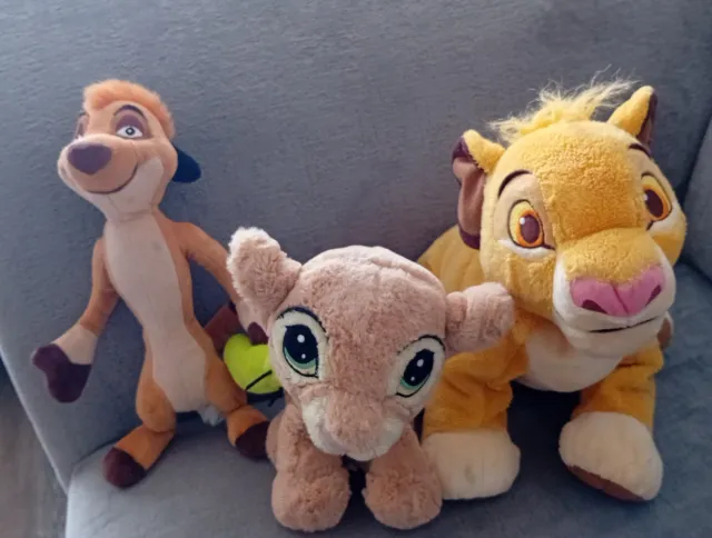 Disney Store Lion King Simba.timone and Nala Soft Toy plush Bundle