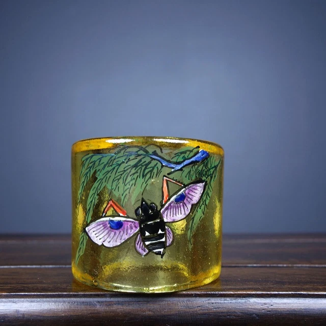 Chinese Old Beijing Glaze Hand drawn Exquisite Pattern Rings 11005