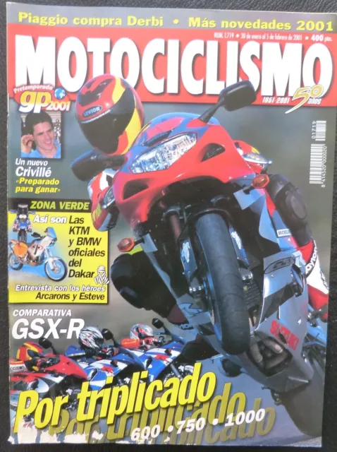 REVISTA MOTOCICLISMO,AÑO 2001,NUMERO 1719, Comparativa GSX-R,Por triplicado