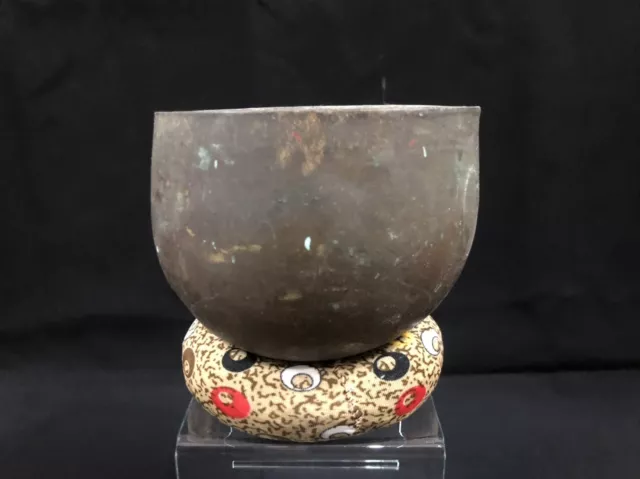 Antique Asian Vietnam Hue Bronze Temple Bell With Fabric Base 19C