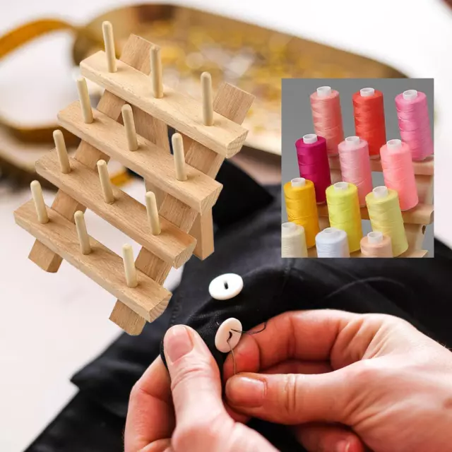 Sewing Thread Holder Embroidery Foldable Needlework Rope Wooden Thread Rack