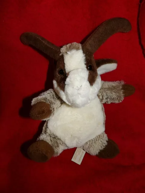 Doudou Peluche Rodadou Roda Bouc Beige Chine Blanc Marron 20 Cm
