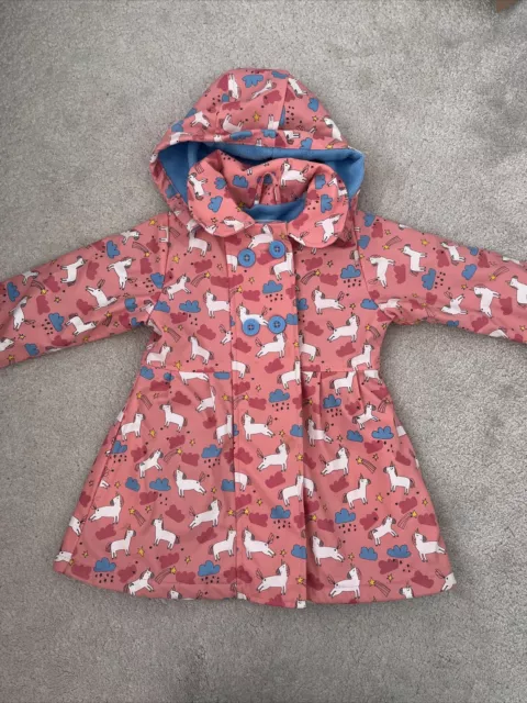 Minoti Girls Hooded Rain Coat 3-4 Waterproof Raincoat Jacket Pink Blue Unicorns