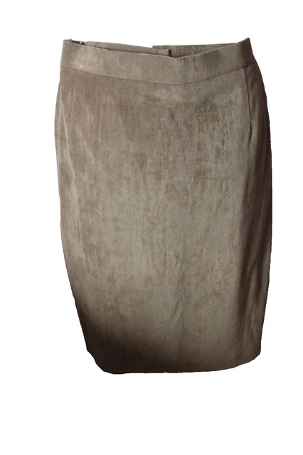 Jupe Droite En Daim Marron - Taille 38-40 - Doublée, Surpiquée - Neuve Sans étiquettes - Paris