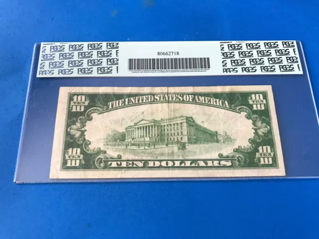 1934  Blue Seal $10 Ten Dollar Silver Certificate PCGS 30 .. Loc. #51 2