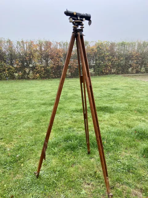1920s Theodolite With Original Fitted Carry Box, Tripod, Staff, Measure