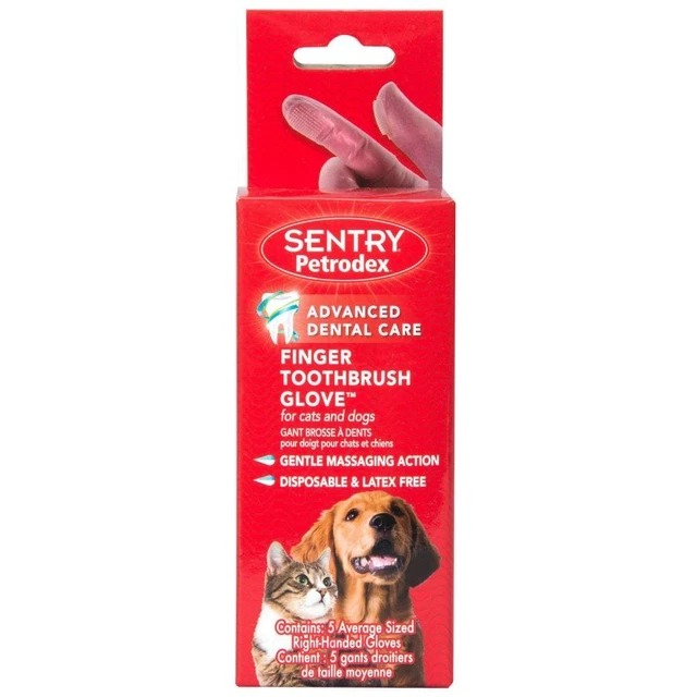 Sentry Petrodex Dedo Cepillo Dientes Guante para Gatos y Perros, 5 Count