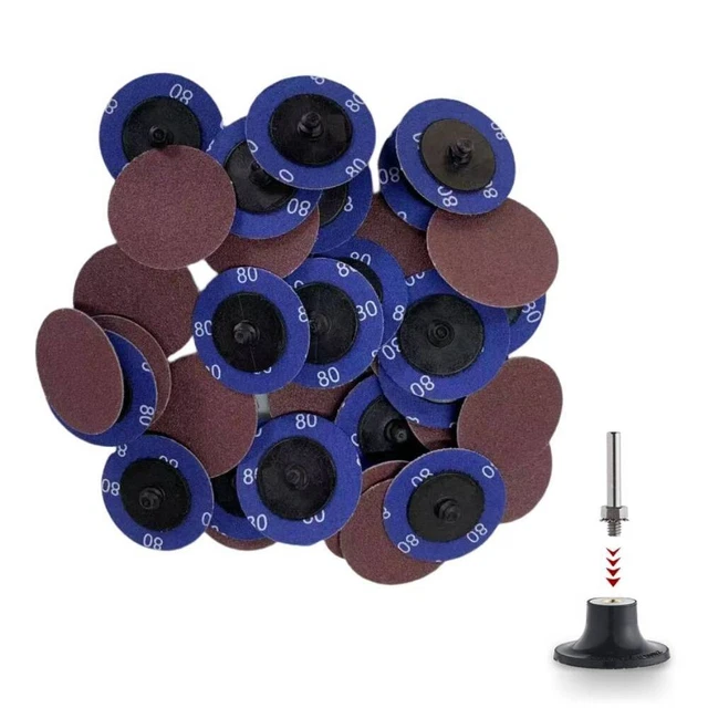 50PCS 2" 80 Grit Quick Change Discs Roll Lock Sanding Grinding Pads 1/4" Holder