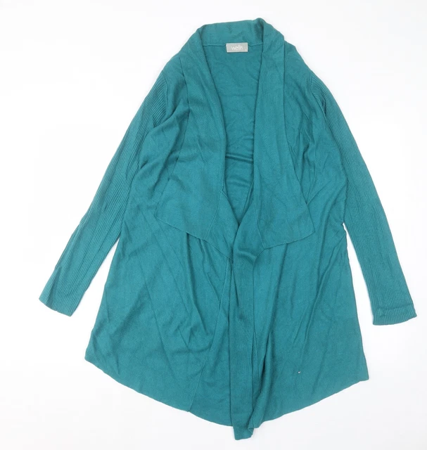 Maglione cardigan da donna verde collo a V viscosa taglia S