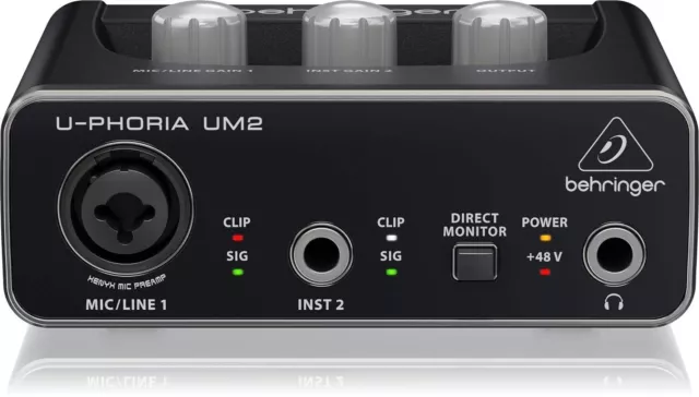 Behringer U-PHORIA UM2 Audiophile 2x2 USB Audio Interface with XENYX Mic Prea...