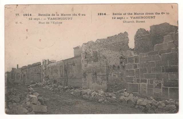 Cpa 55 - Vassincourt : Rue De L'église - Bataille De La Marne (Meuse)  Écrite